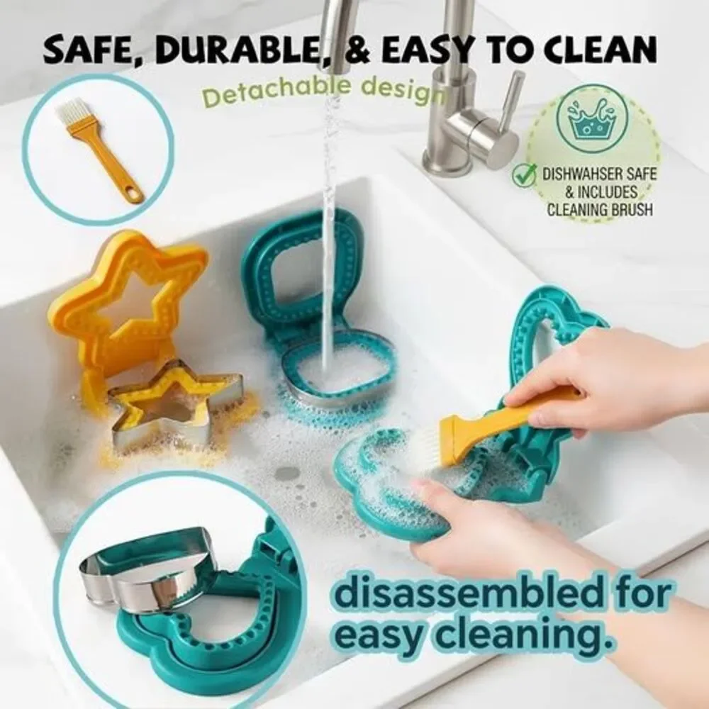 4-Pack Sandwich Maker & Sealer Set Crustless Sandwich Molds Circle Heart Star